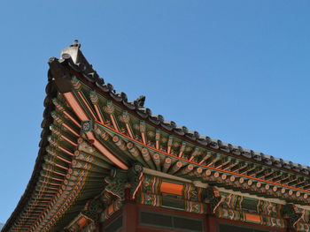 Low angle view of temple against clear sky