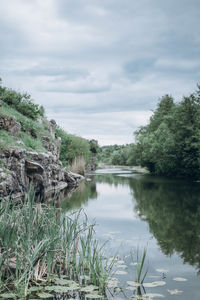 Scenic view of lake against sky