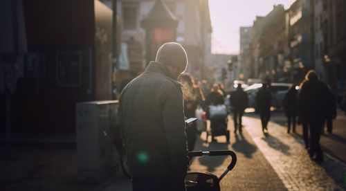 Woman looking at city