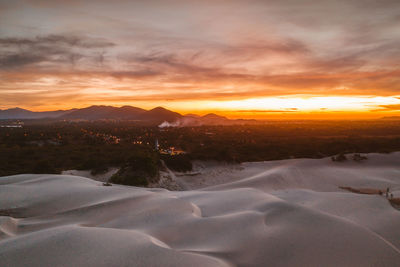 Scenic view of landscape against sky during sunset