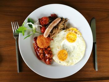 Directly above shot of breakfast on table