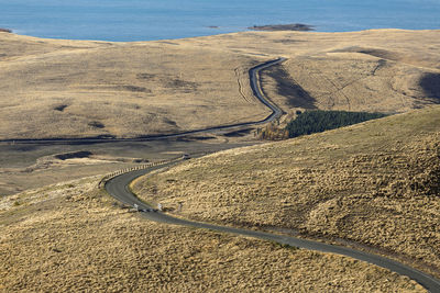 High angle view of road on land