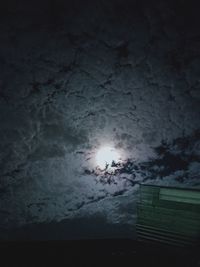 Low angle view of illuminated building against sky at night