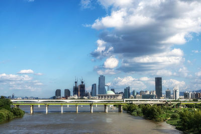 View of buildings against cloudy sky