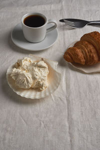 High angle view of food on table