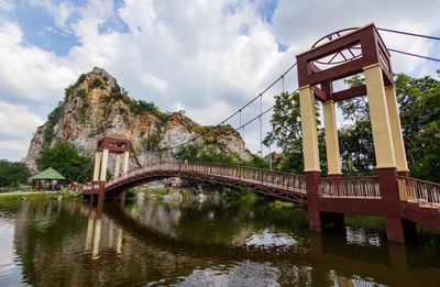 Bridge over river against sky