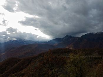 Scenic view of mountains against sky