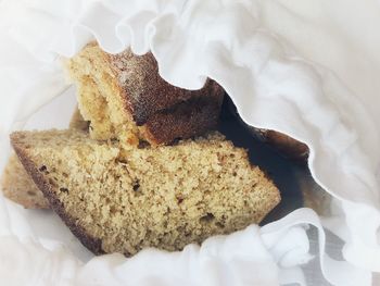 High angle view of cake in plate