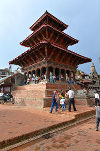 Tourists at historical building