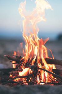 Bonfire at night in the beach 