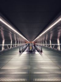 View of moving walkway at subway station