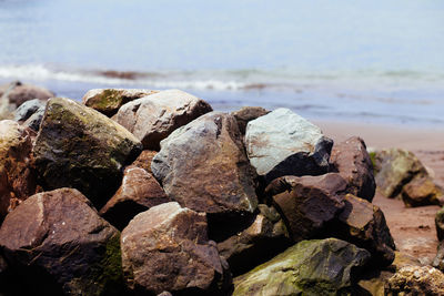Heap of rocks at beach