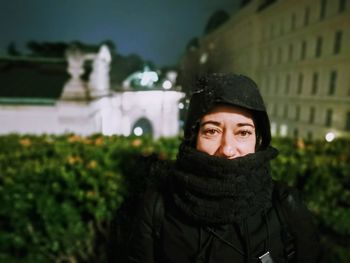 Portrait of smiling young woman in winter