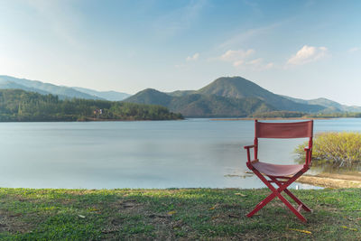 Scenic view of lake against sky