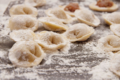 High angle view of cookies on table