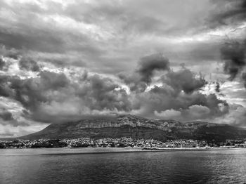 Scenic view of sea against cloudy sky
