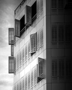 Low angle view of modern buildings against sky