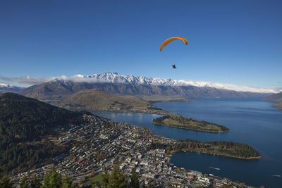 Scenic view of sea with mountains in background