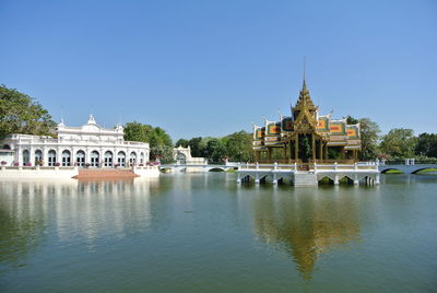 View of temple building against clear sky