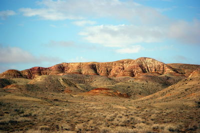 Rock formations in desert against sky