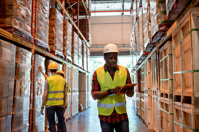 People working in a building