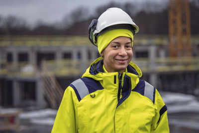 Female engineer at building site