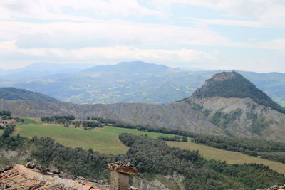 Scenic view of mountains against sky