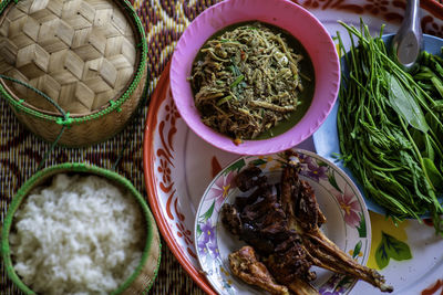 High angle view of food