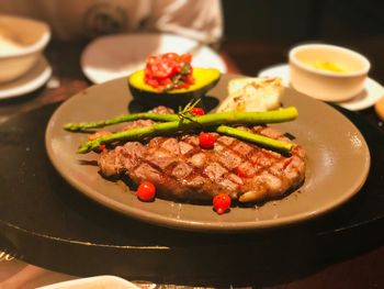 Close-up of meal served in plate