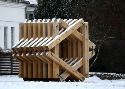 Close-up of built structure in winter