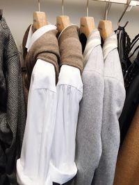 Close-up of clothes hanging at home