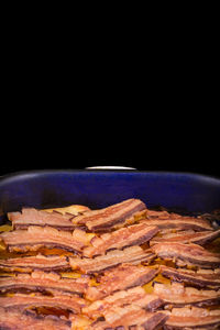 Close-up of food against black background