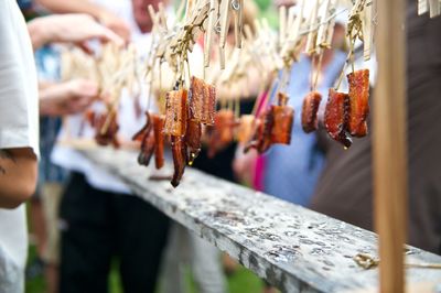 Close-up of hand holding food at market