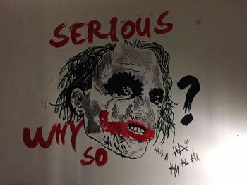 Close-up of text on wall