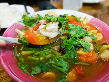 Close-up of soup in bowl