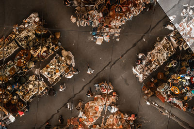 High angle view of vegetables for sale in market