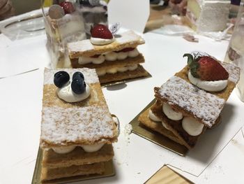 Close-up of dessert in plate on table