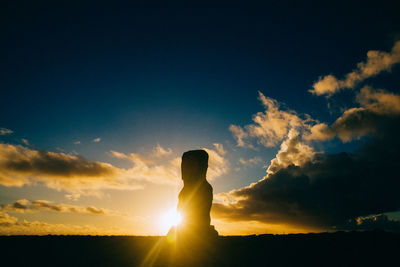 Silhouette man standing against sky during sunset