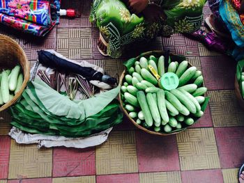 High angle view of vegetables in basket