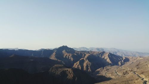 Scenic view of mountains against clear sky