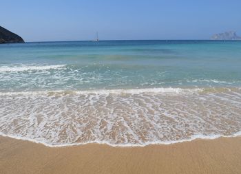 Scenic view of sea against clear sky