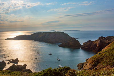 Scenic view of sea against sky during sunset