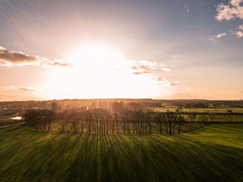 Scenic view of field against sky during sunset