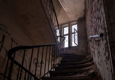 Low angle view of staircase in old building