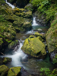 River flowing amidst rocks in forest