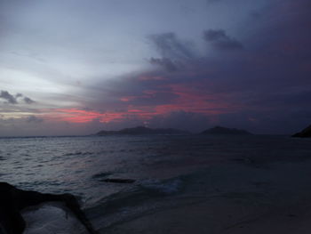 Scenic view of sea against sky at sunset