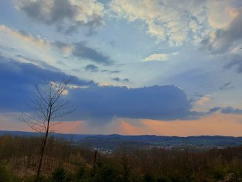 Scenic view of field against sky during sunset