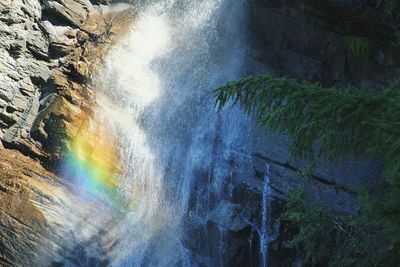 Low angle view of waterfall