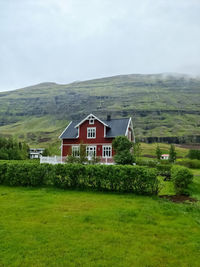 The famous town seydisfjordur with some typical icelandic buildings