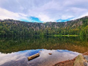 Scenic view of lake against sky